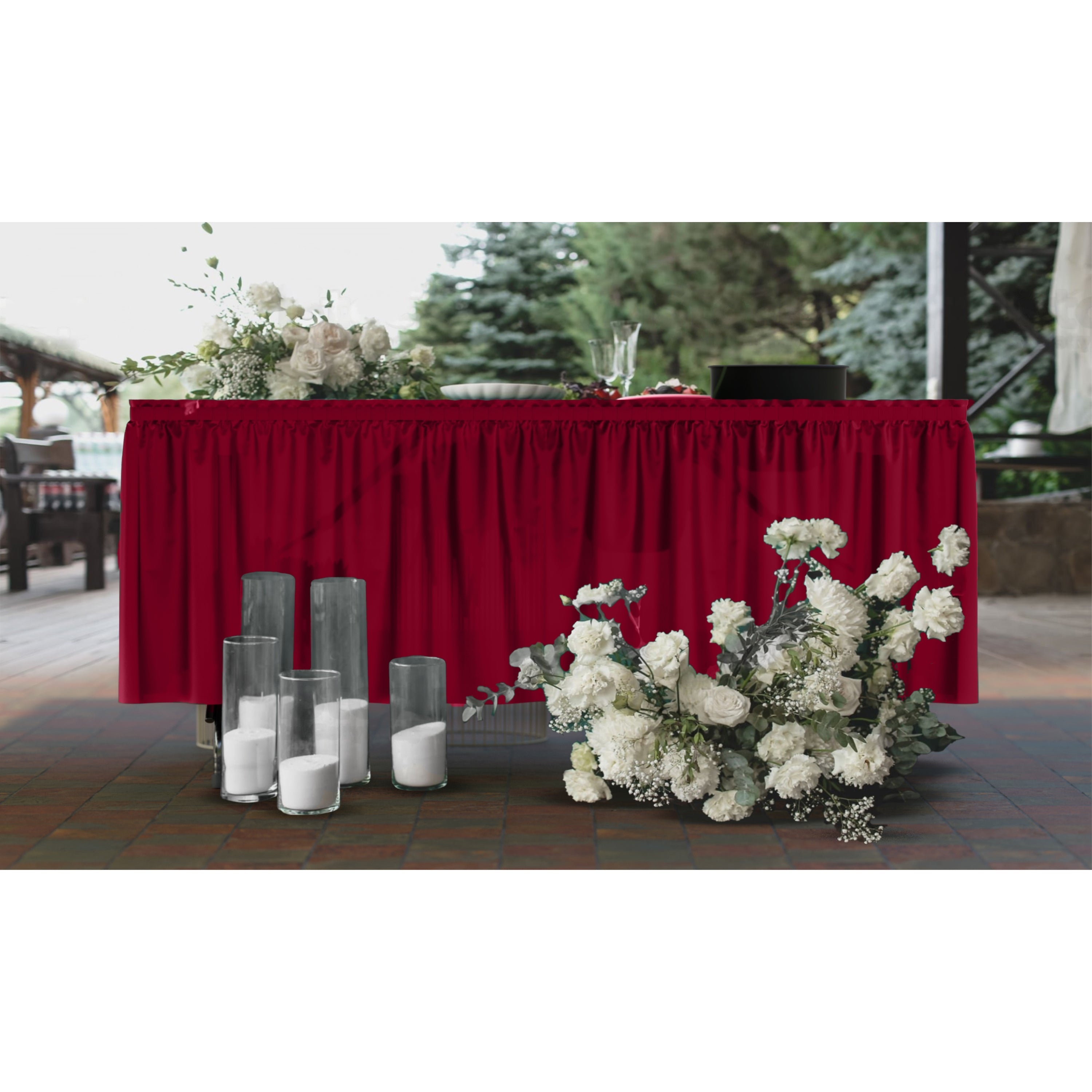 Burgundy Plastic Table Skirt | Case of 48