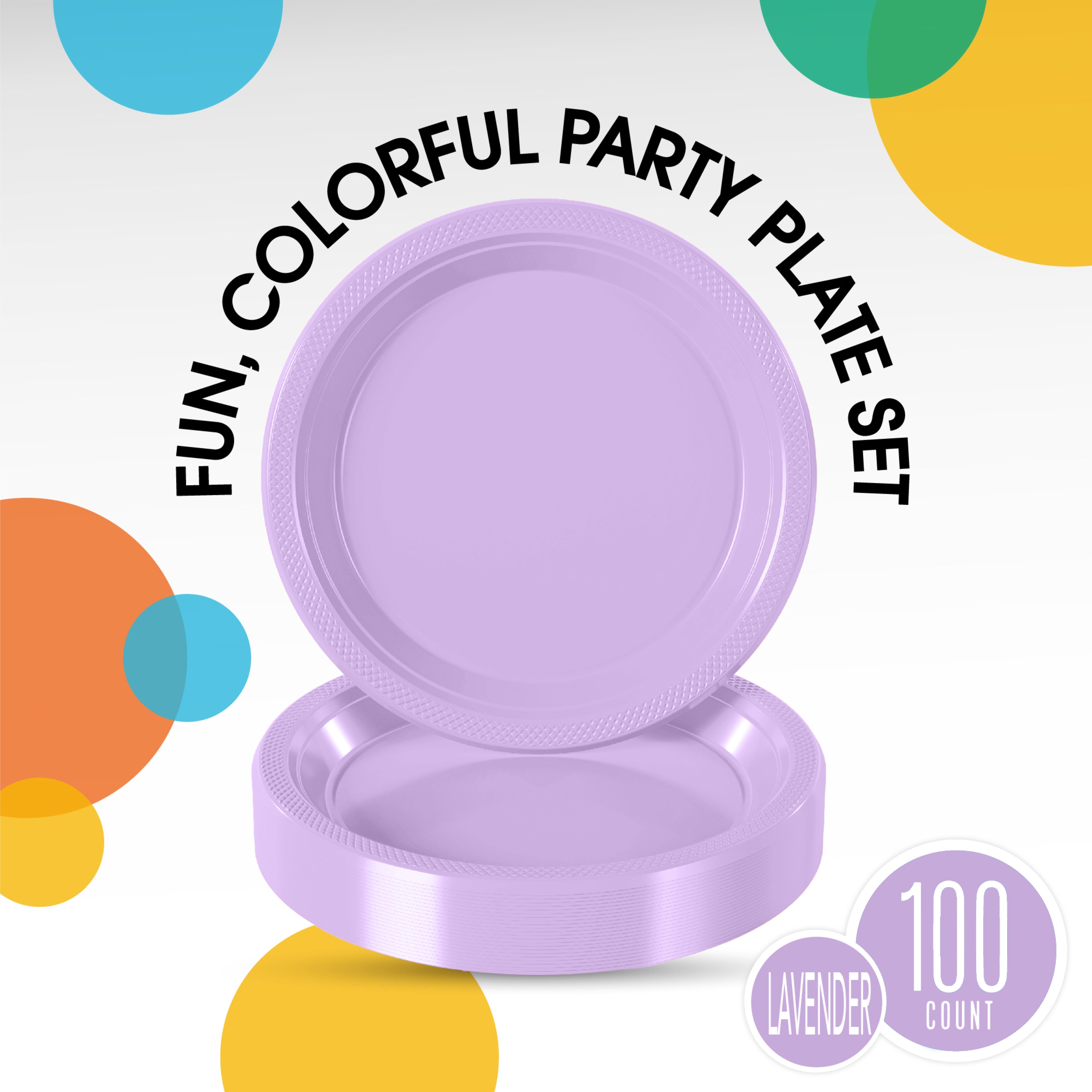 7 In. Lavender Plastic Plates | 100 Count