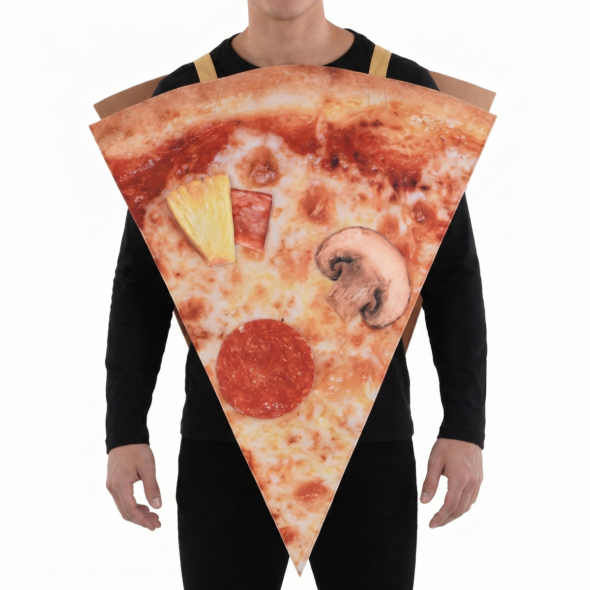Pizza Slice Costume Adult Tunic - Funny Halloween Food Costume with Photorealistic Print, Easy Slip-On One Size for Men - Adult One Size