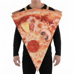 Pizza Slice Costume Adult Tunic - Funny Halloween Food Costume with Photorealistic Print, Easy Slip-On One Size for Men - Adult One Size