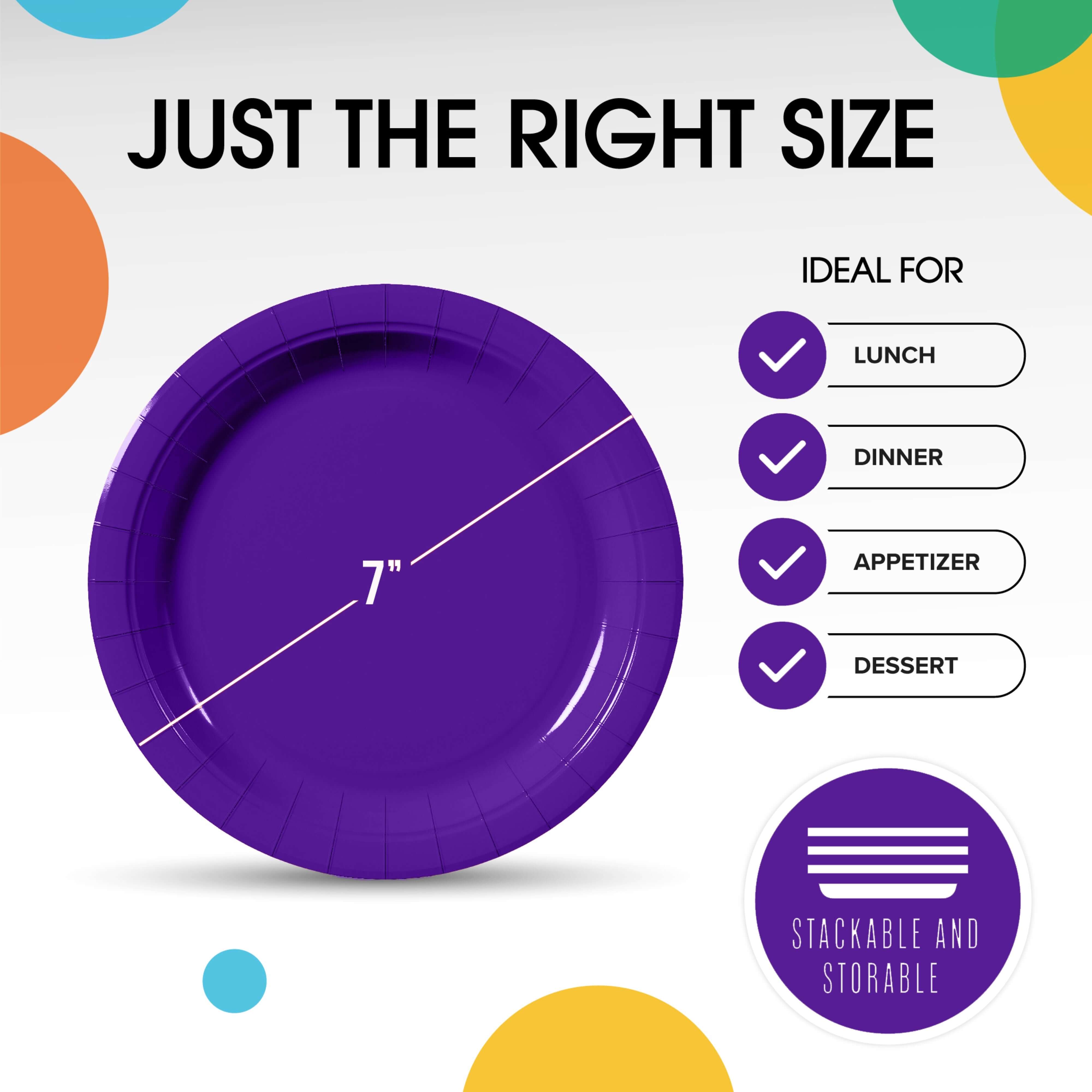 7 In. Purple Paper Plates - 50 Ct.