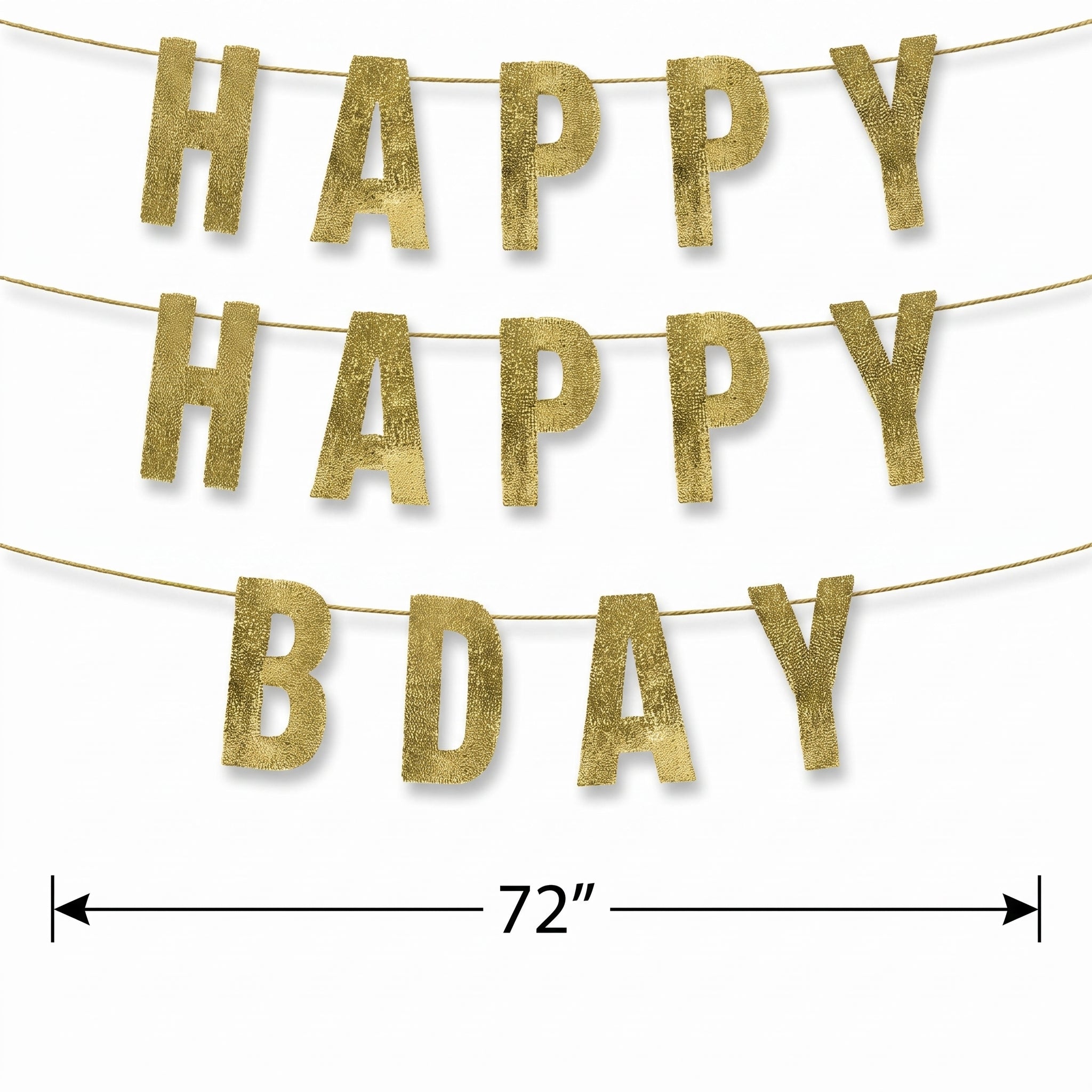 Gold "Happy Bday" Spark Celebration Banner - 6ft