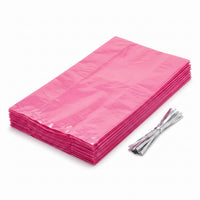 Bright Pink Small Party Treat Bags with Twist Ties, 25-Pack