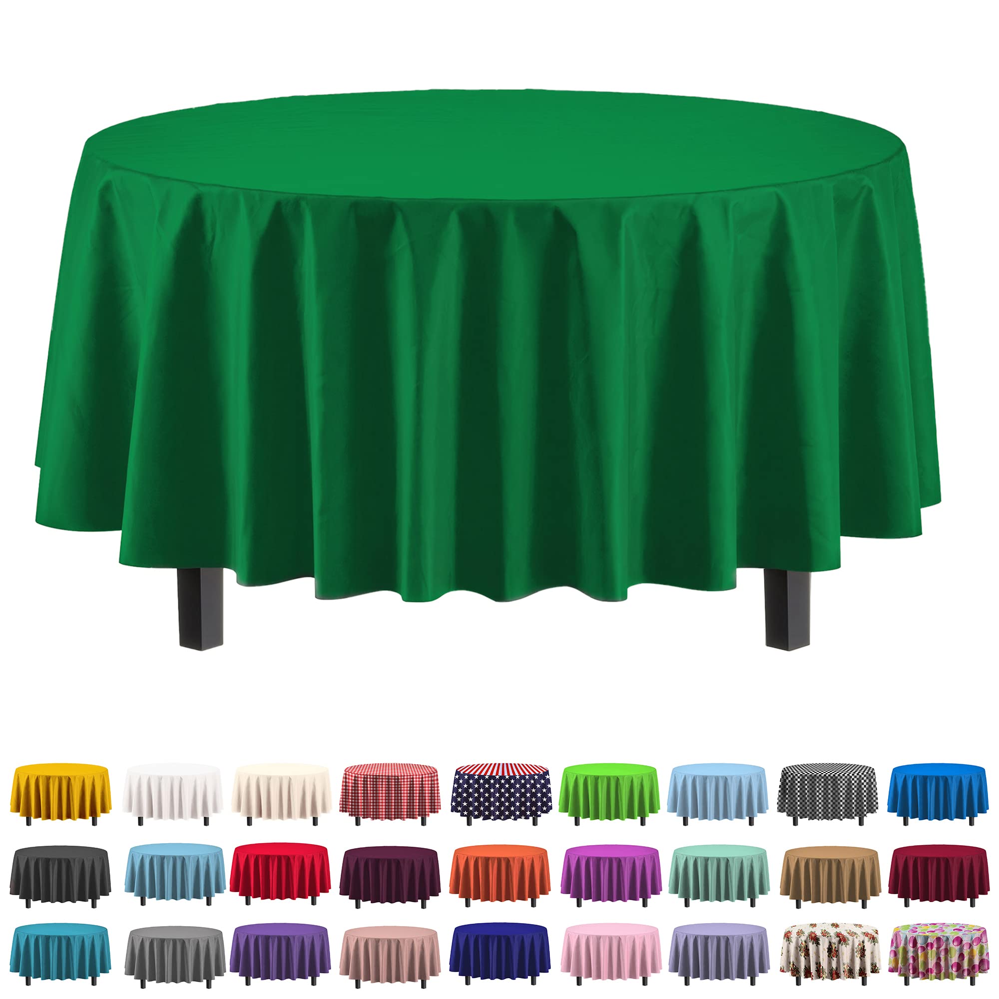 Emerald Green Round Plastic Table Cover | Case of 48