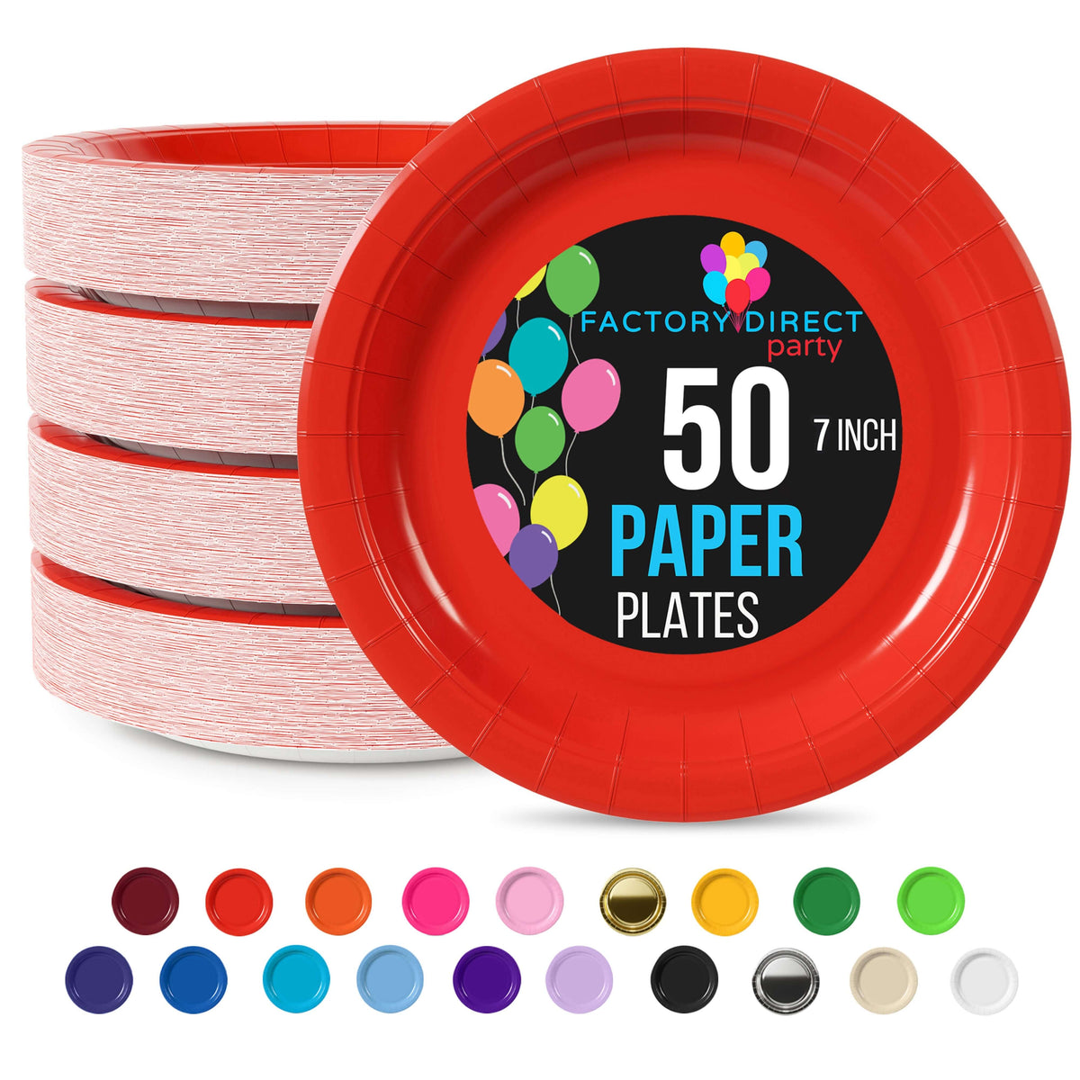 7 In. Red Paper Plates - 50 Ct.
