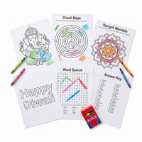 "Happy Diwali" Activity Sheets with Crayons - 11 Pages of Festive Fun