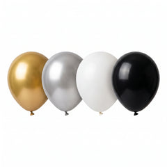 Luxe 5" Latex Balloon Assortment - Gold, Silver, White, Black (25 Pack)