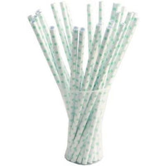 Small Mint Polka Dot Paper Straws - 7.75 in. | 100 Count