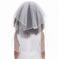 White Double Layer Tulle Veil for Kids - Perfect for Weddings and Special Events