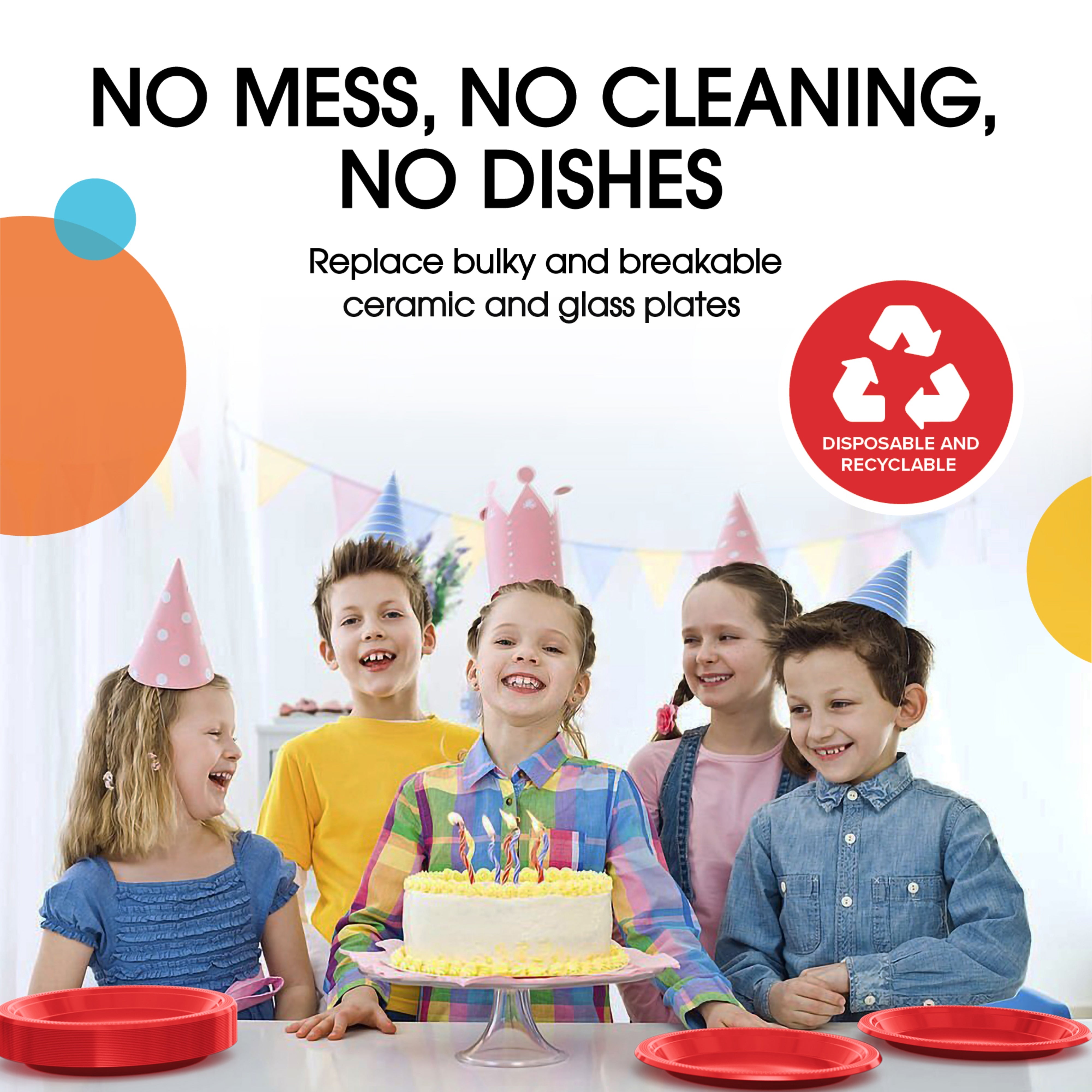 7 In. Red Plastic Plates | 100 Count