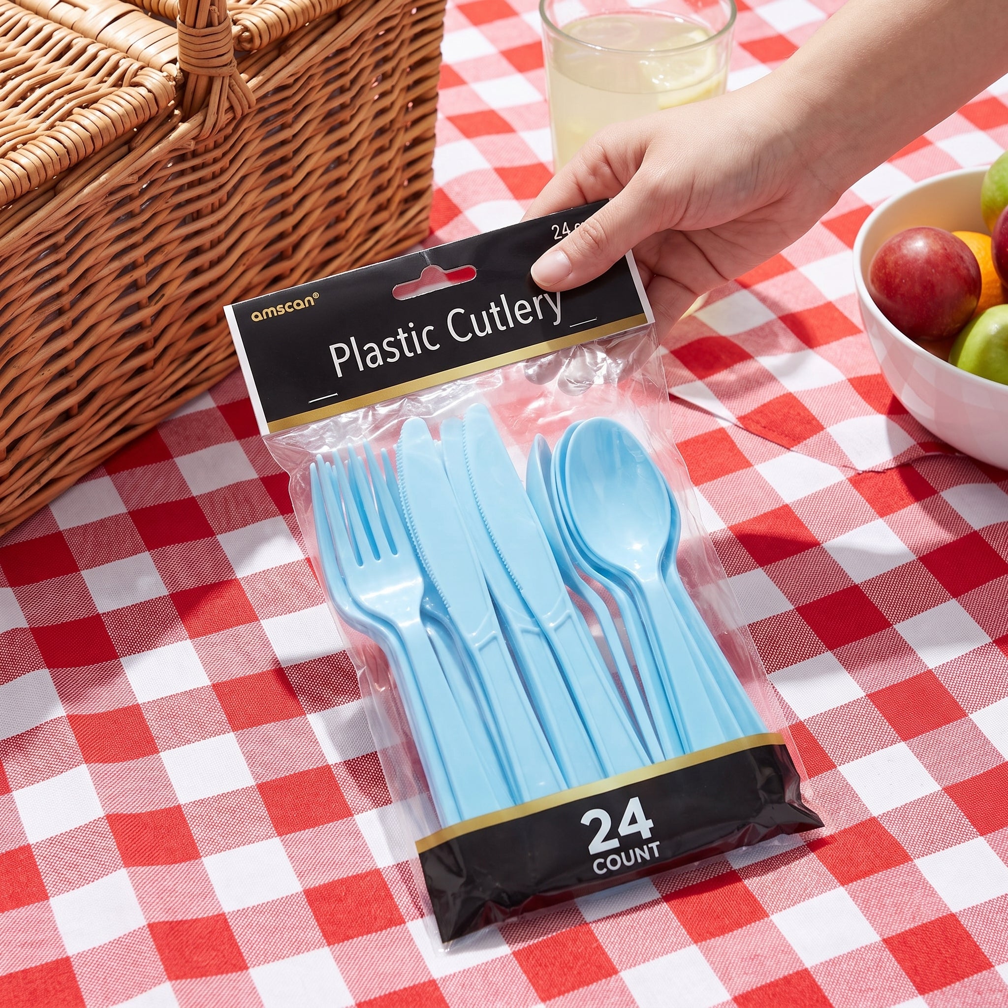Caribbean Blue Assorted Plastic Cutlery Set - 7.5 in. - 24 Count