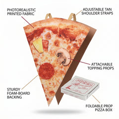 Pizza Slice Costume Adult Tunic - Funny Halloween Food Costume with Photorealistic Print, Easy Slip-On One Size for Men