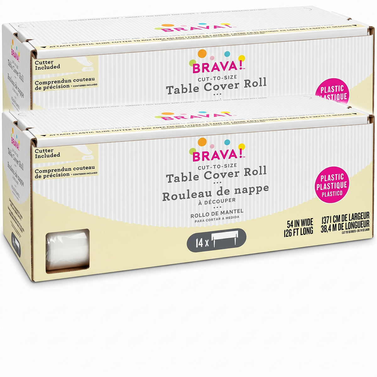 Vanilla Cream Plastic Table Cover Roll with Slide Cutter - 54" x 126 ft