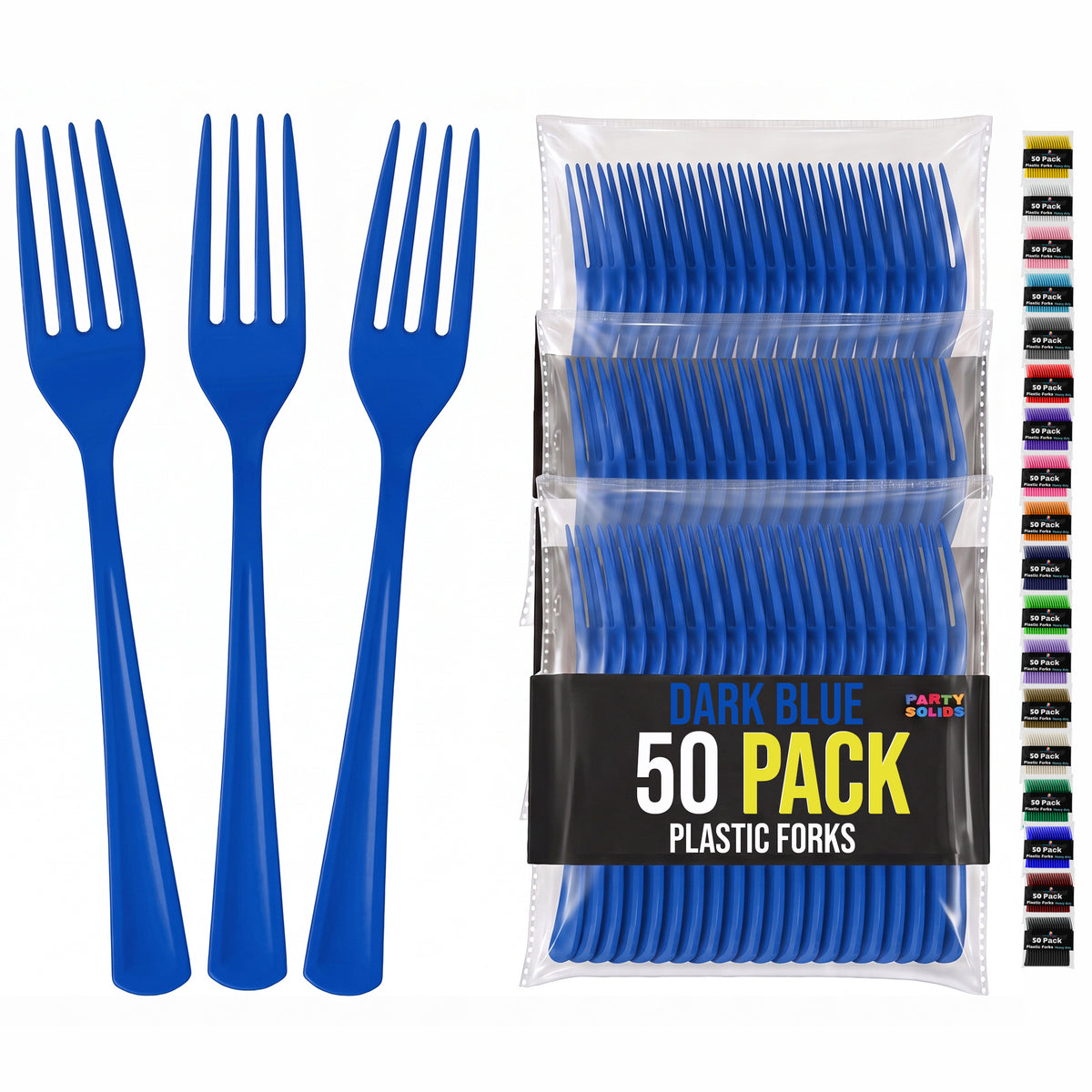 Heavy Duty Dark Blue Plastic Forks | 7.5 in. | 50 Count