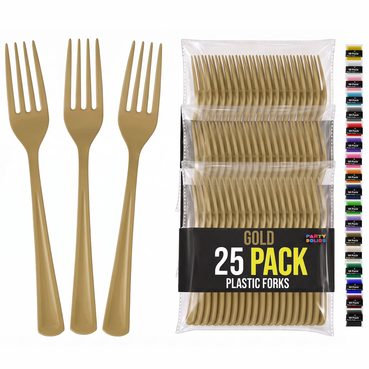 Gold Plastic Forks | 25 Count