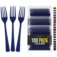 Heavy Duty Navy Plastic Forks | 7.5 in. | 100 Count