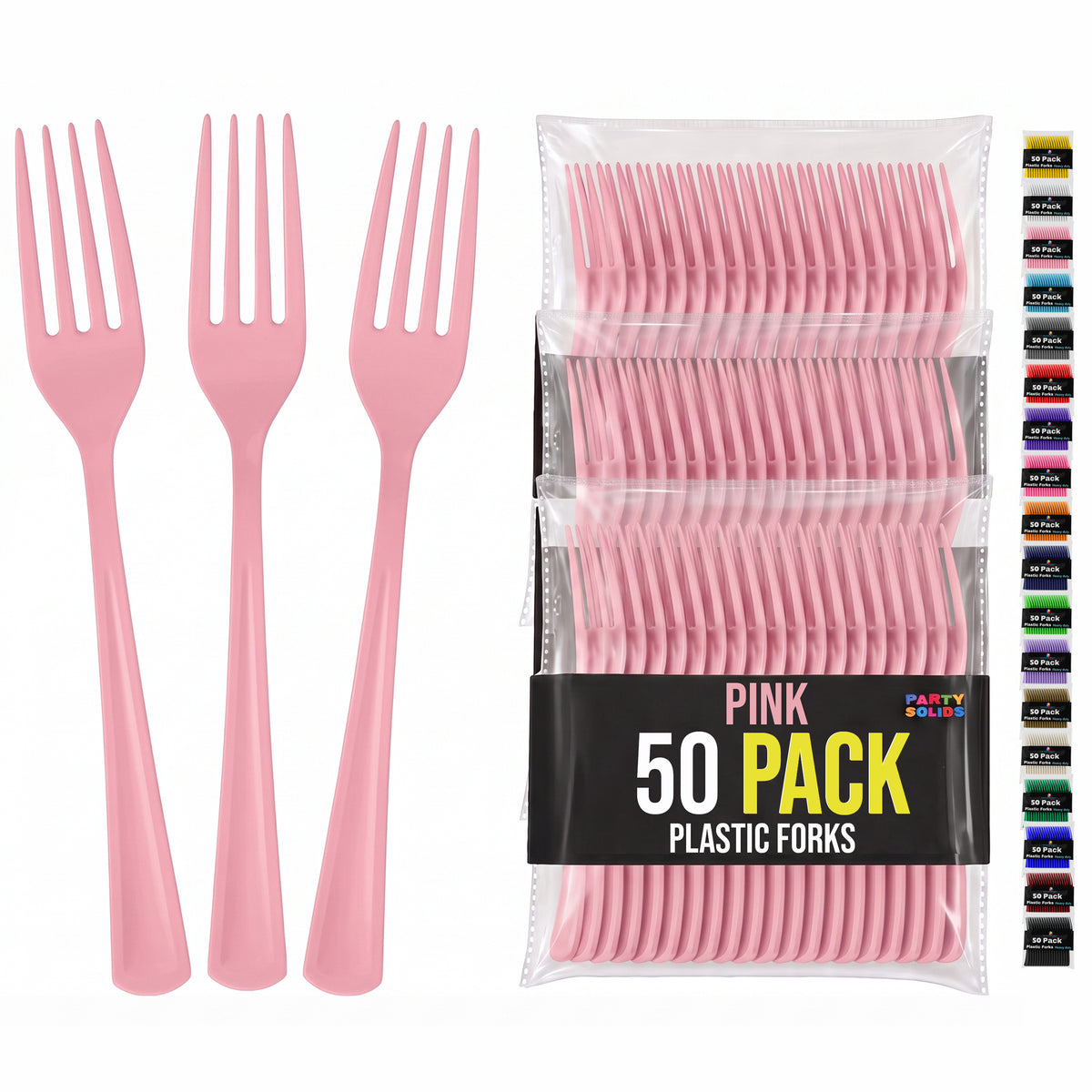 Heavy Duty Pink Plastic Forks | 7.5 in. | 50 Count