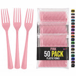 Heavy Duty Pink Plastic Forks | 7.5 in. | 50 Count
