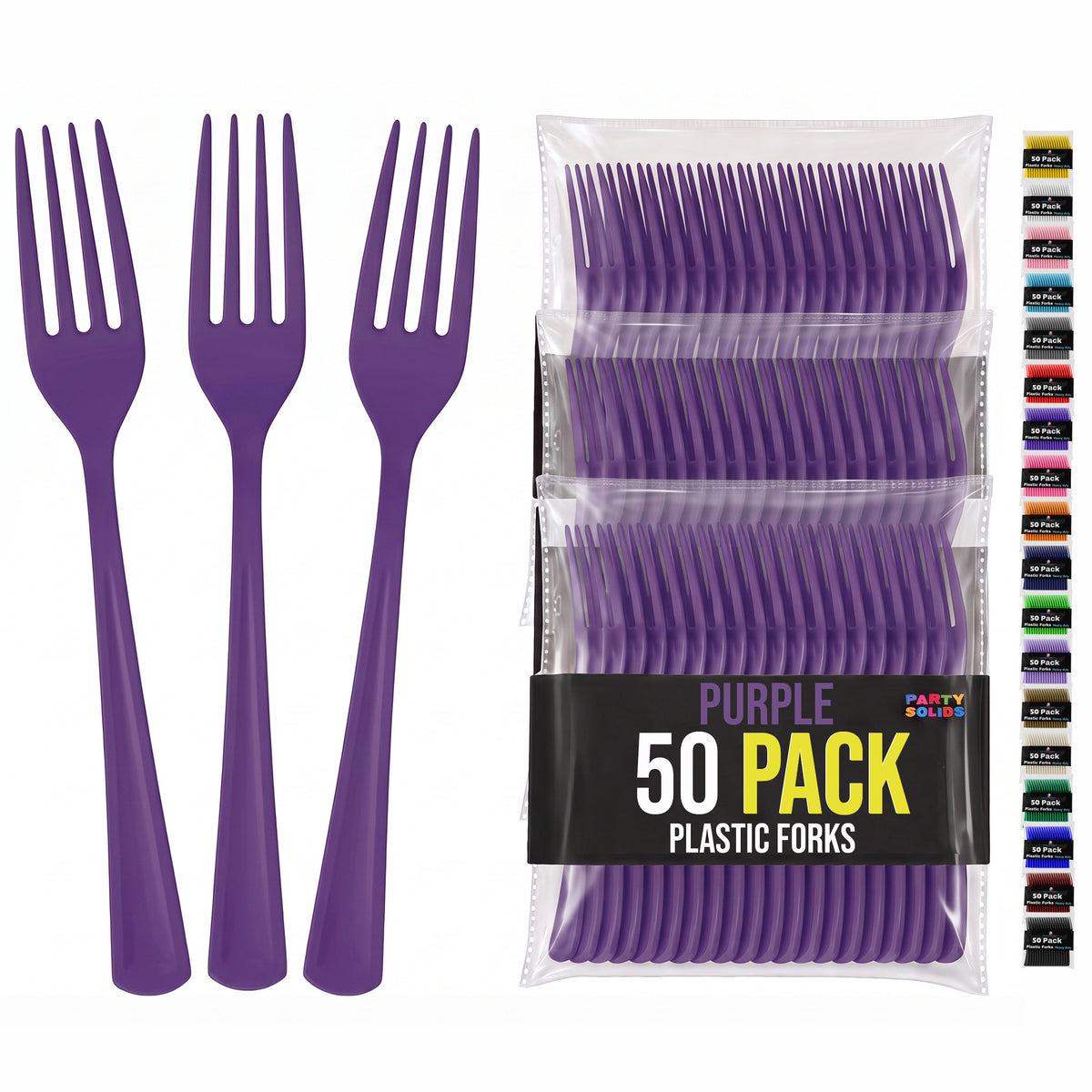 Heavy Duty Purple Plastic Forks | 7.5 in. | 50 Count