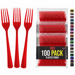 Heavy Duty Red Plastic Forks | 7.5 in. | 100 Count