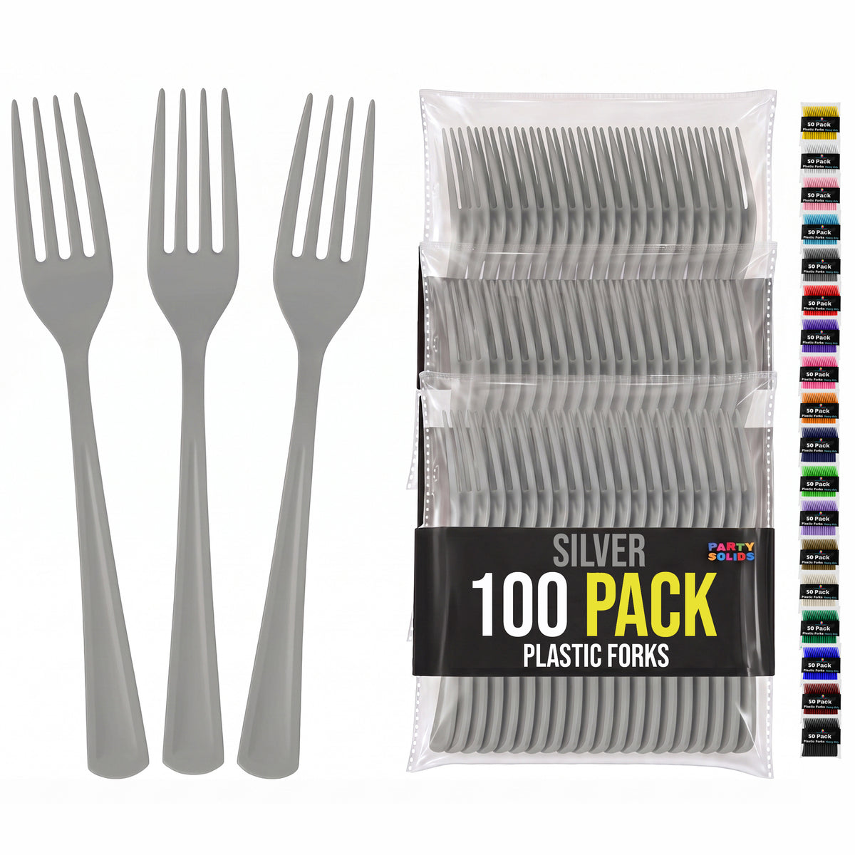Heavy Duty Silver Plastic Forks | 7.5 in. | 100 Count