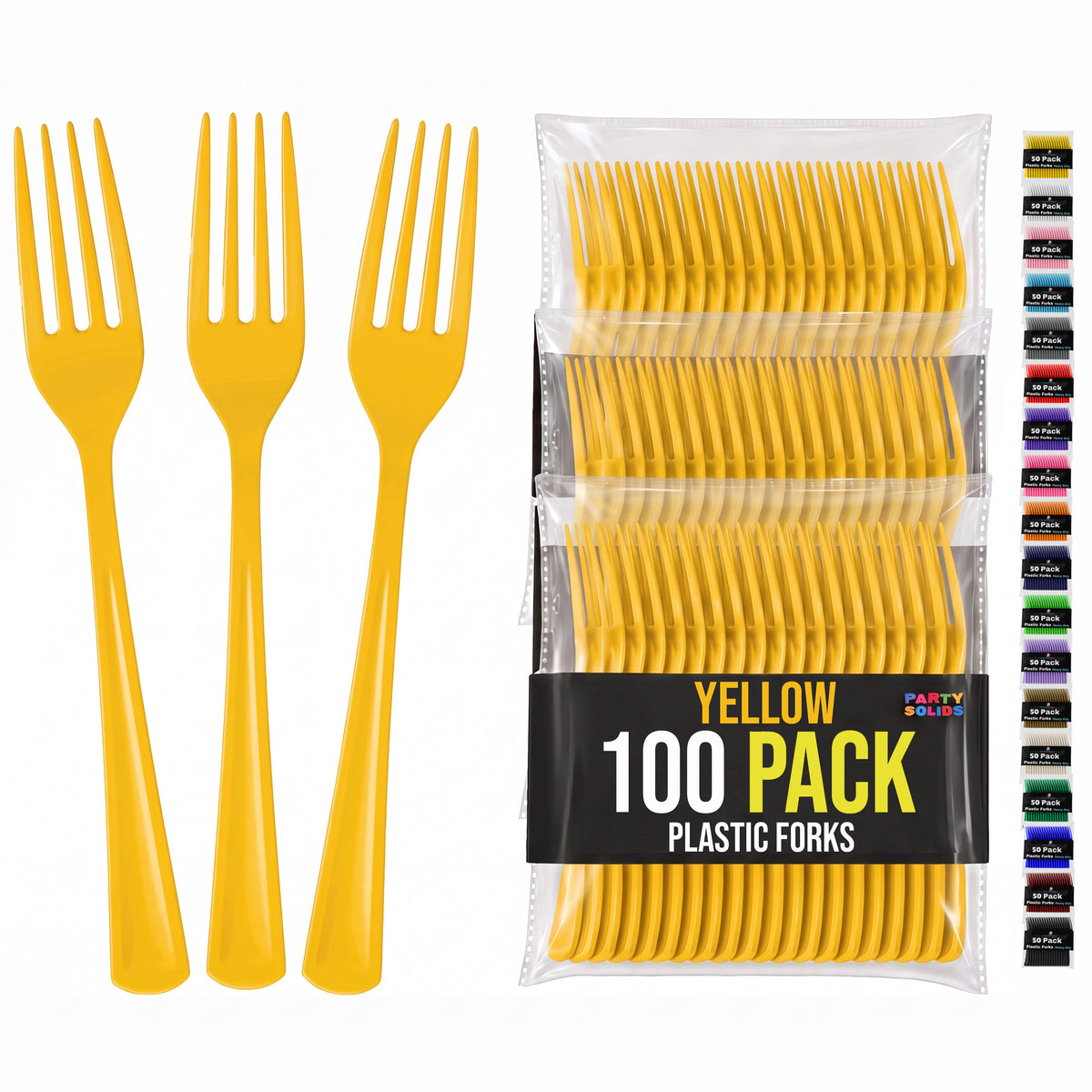 Heavy Duty Yellow Plastic Forks | 7.5 in. | 100 Count