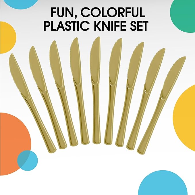 Heavy Duty Gold Plastic Knives | Case of 1200