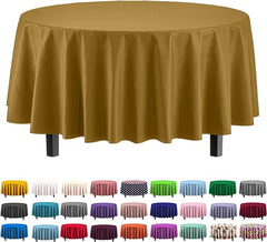 Gold Round Plastic Table Cover - 84 in. | Case of 48