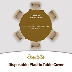 Gold Round Plastic Table Covers | 12 Pack - 84 in.