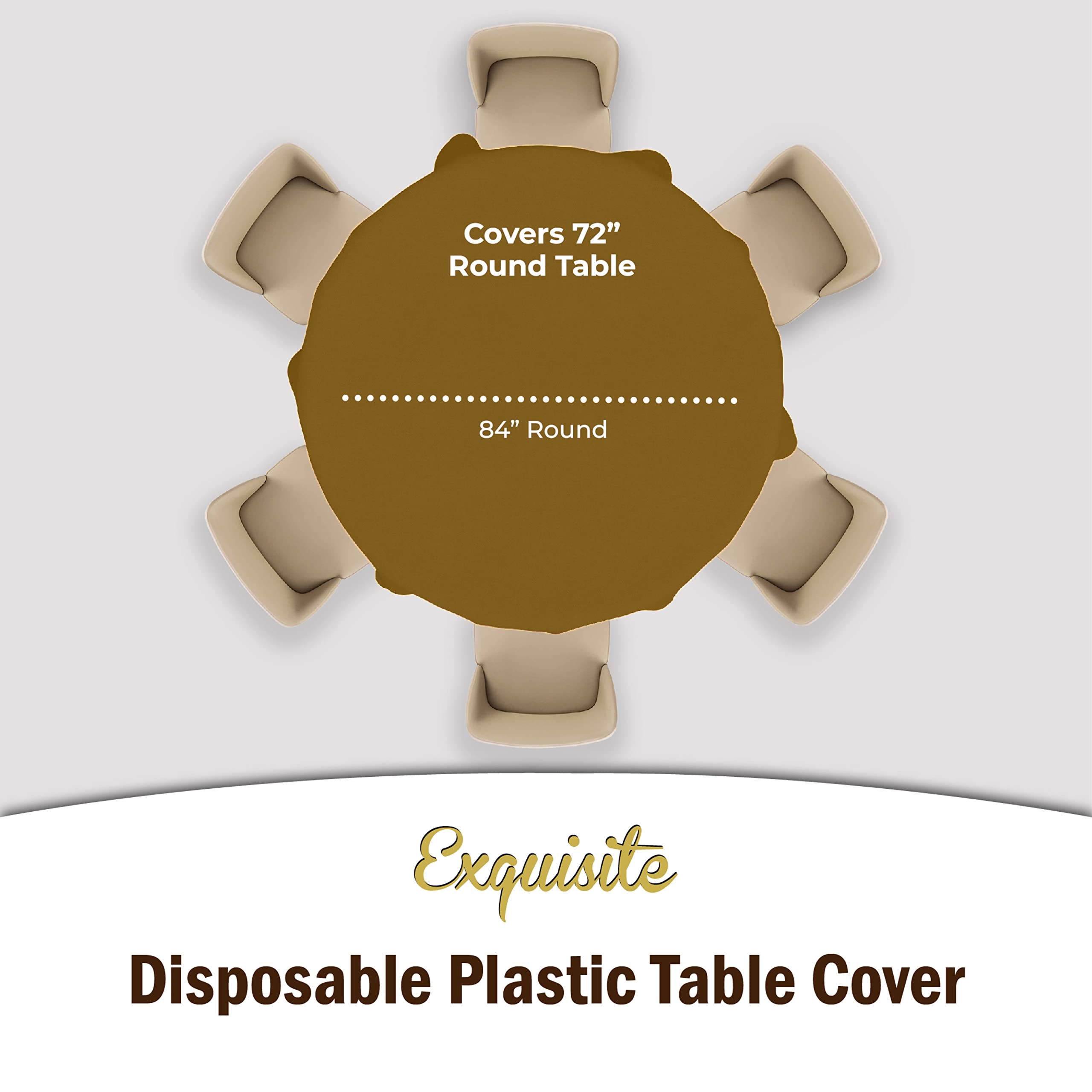 Gold Round Plastic Table Cover - 84 in. | Case of 48