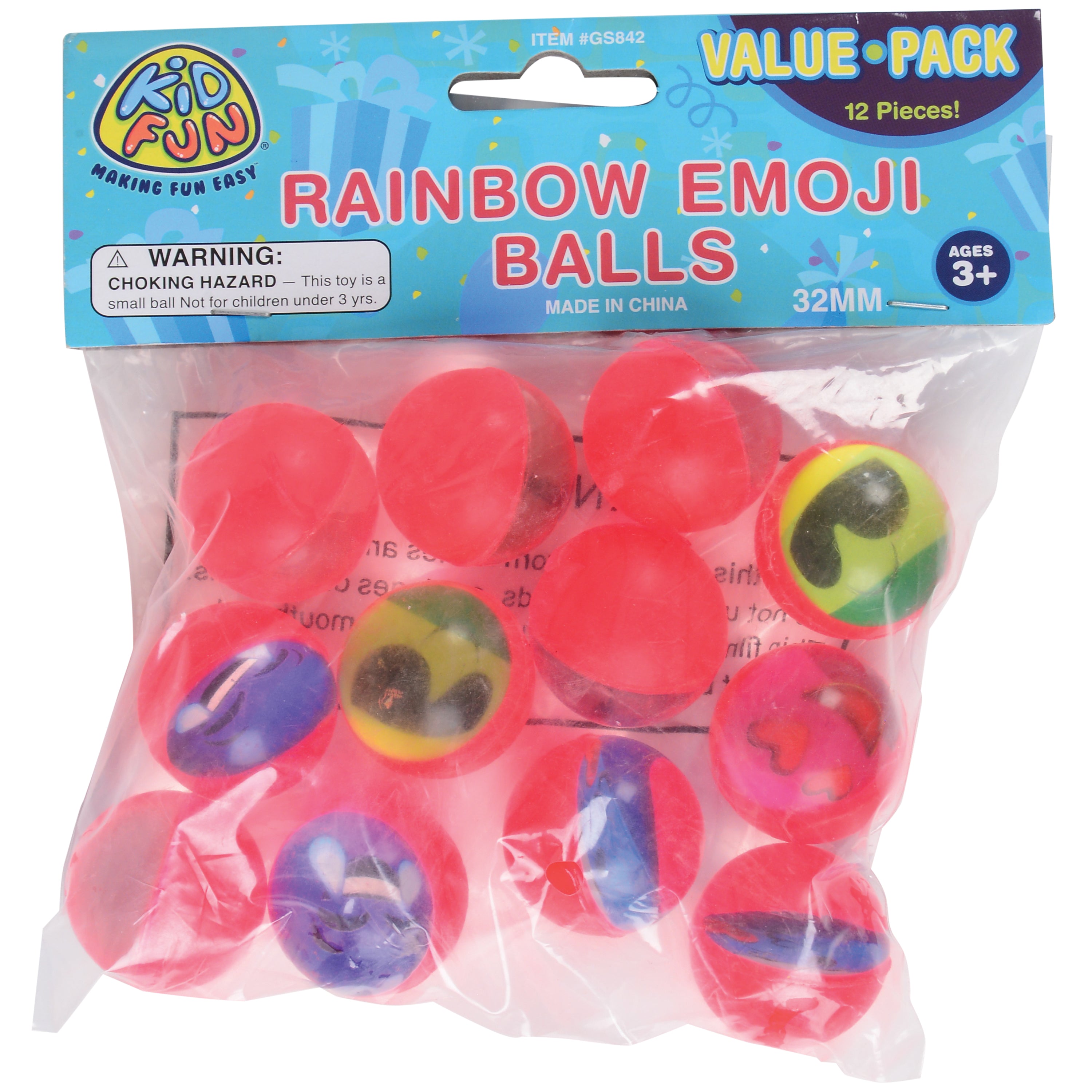 Rainbow Emoji Bounce Balls/32Mm - 12 Count