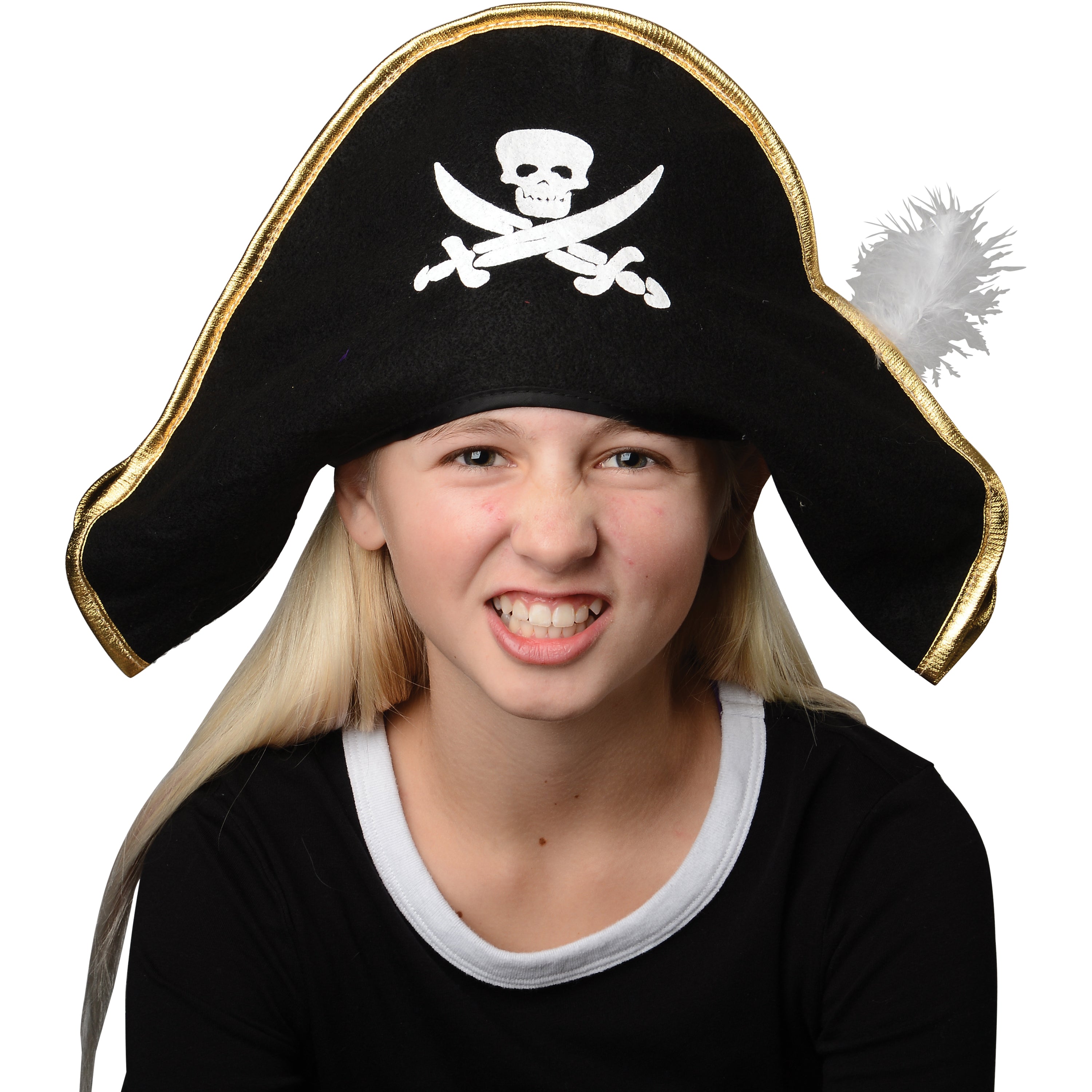 Pirate Hat W/Feather - 1 Count