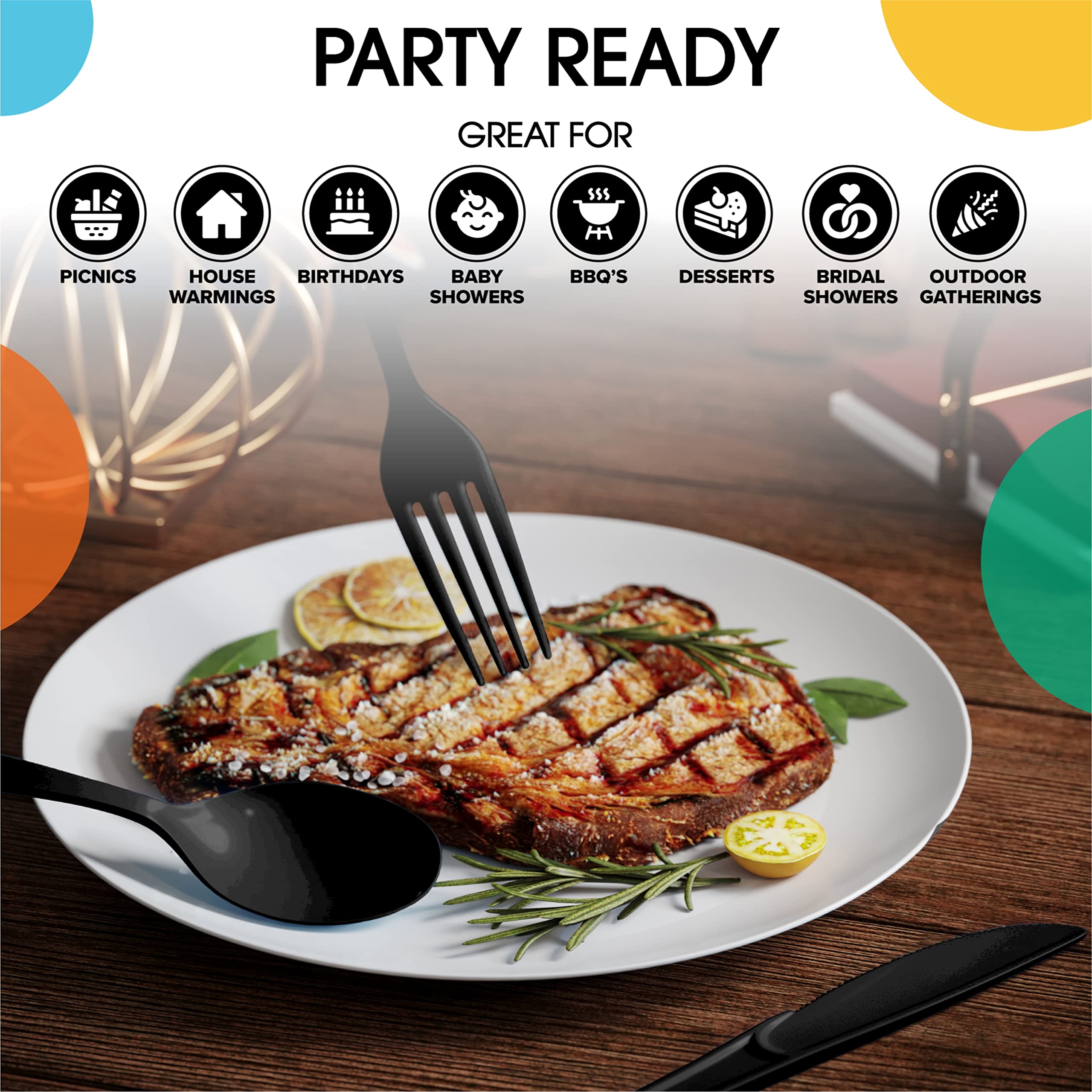Heavy Duty Black Plastic Forks - 7.5 in. | Case of 1200