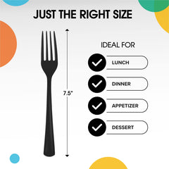 Heavy Duty Black Plastic Forks - 7.5 in. | Case of 1200