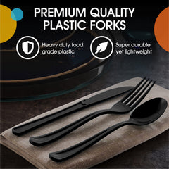 Heavy Duty Black Plastic Forks - 7.5 in. | 100 Count
