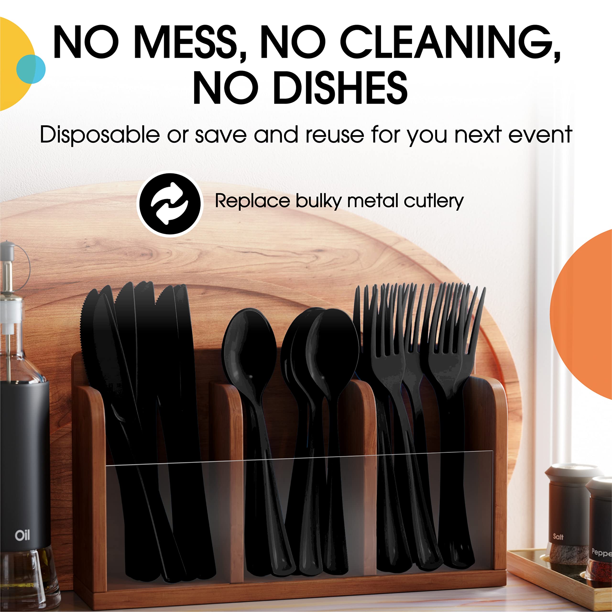 Heavy Duty Black Plastic Forks - 7.5 in. | Case of 1200
