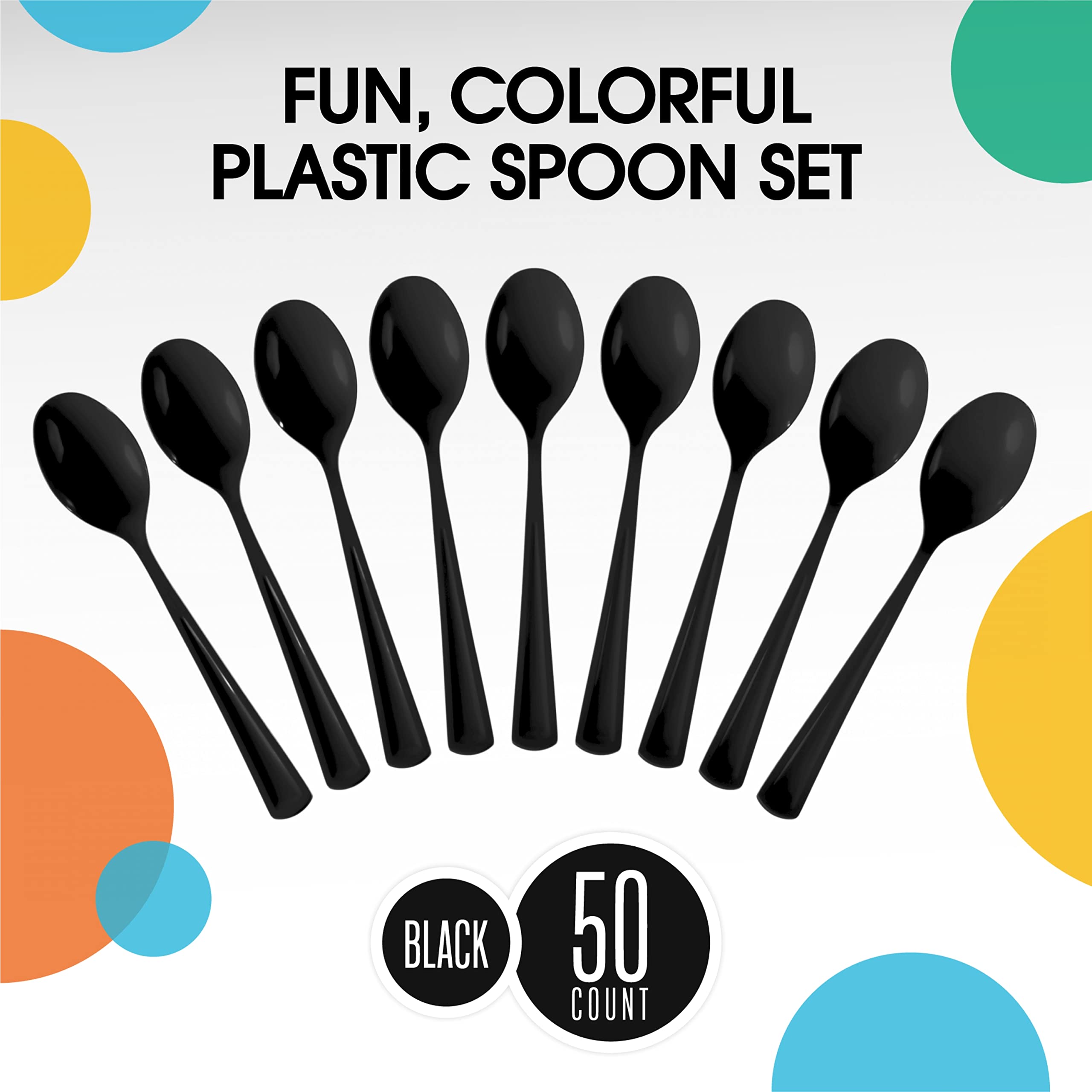 Heavy Duty Black Plastic Spoons - 7 in. | 100 Count