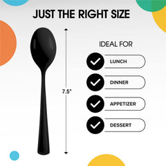 Heavy Duty Black Plastic Spoons - 7 in. | Case of 1200