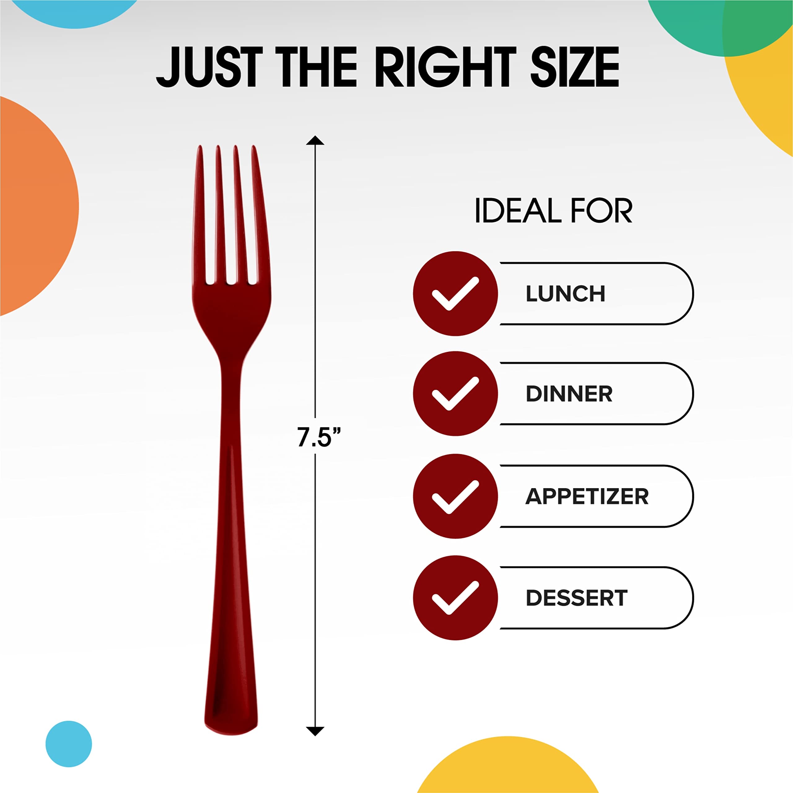 Heavy Duty Burgundy Plastic Forks - 7.5 in. | Case of 1200