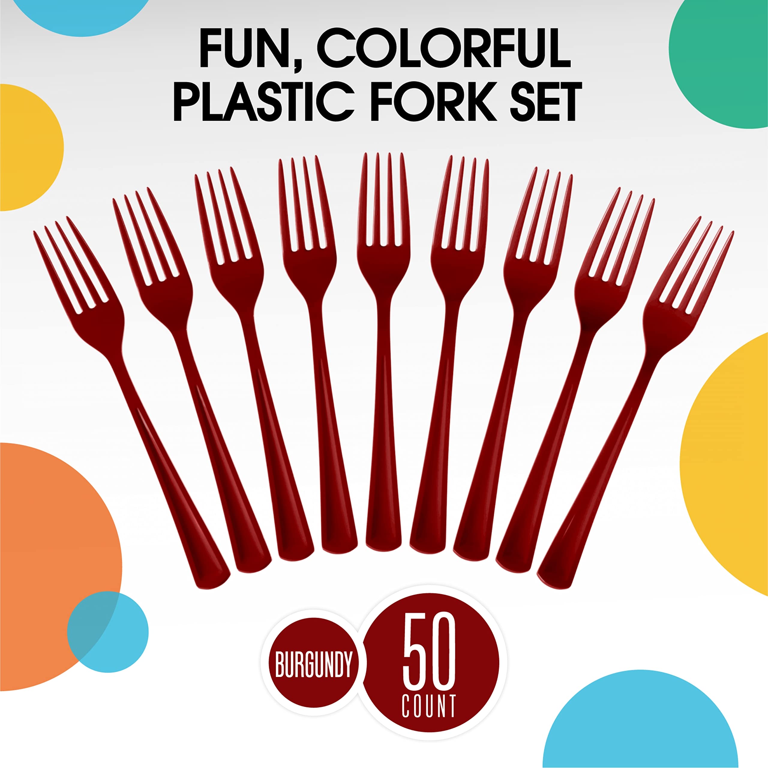 Heavy Duty Burgundy Plastic Forks - 7.5 in. | 100 Count