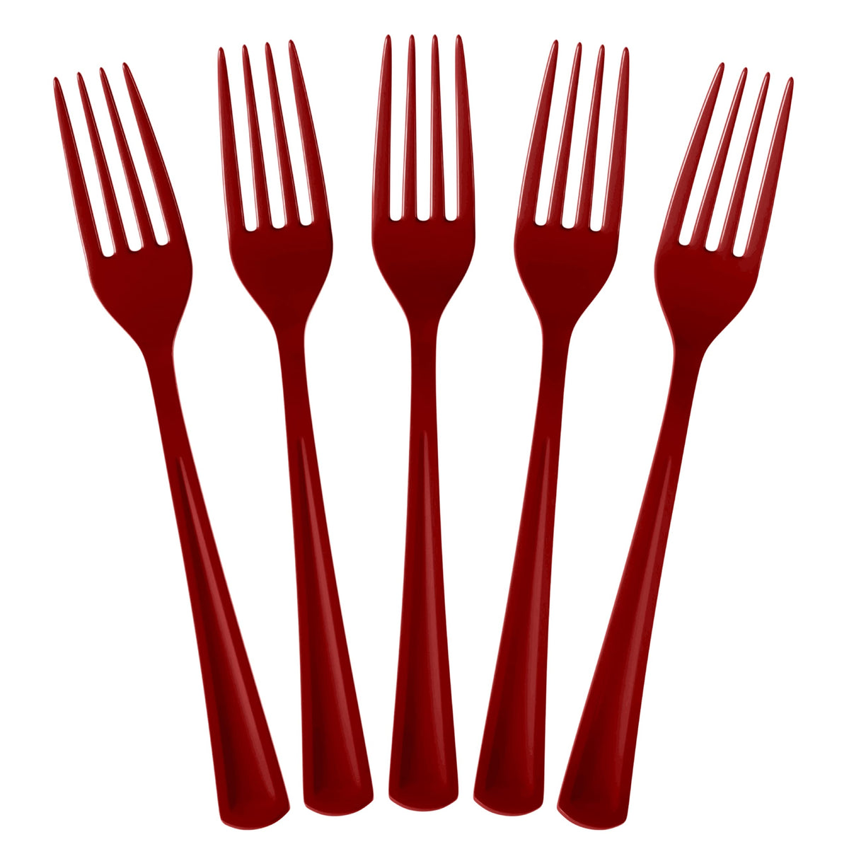 Heavy Duty Burgundy Plastic Forks - 7.5 in. | 100 Count