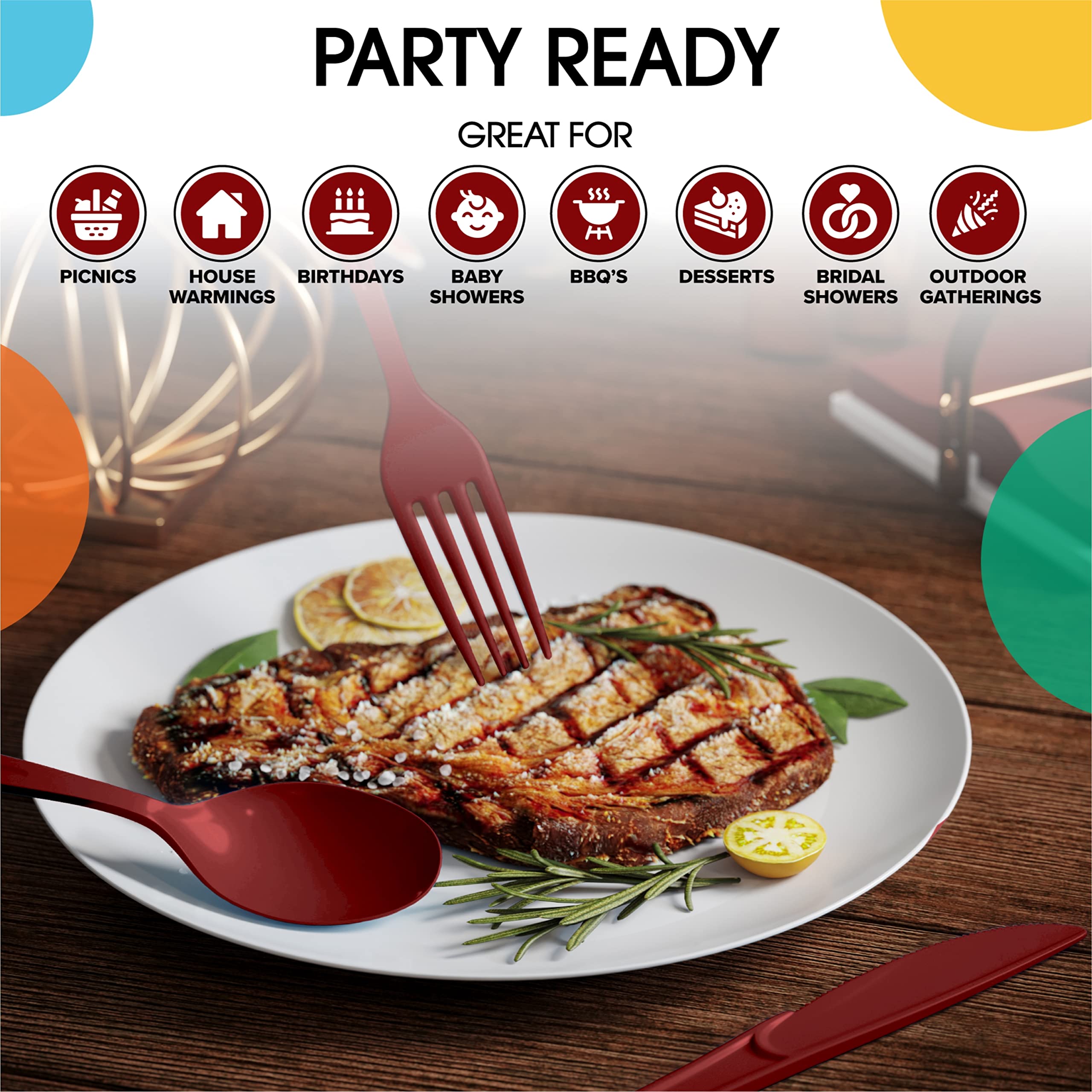 Heavy Duty Burgundy Plastic Forks - 7.5 in. | Case of 1200