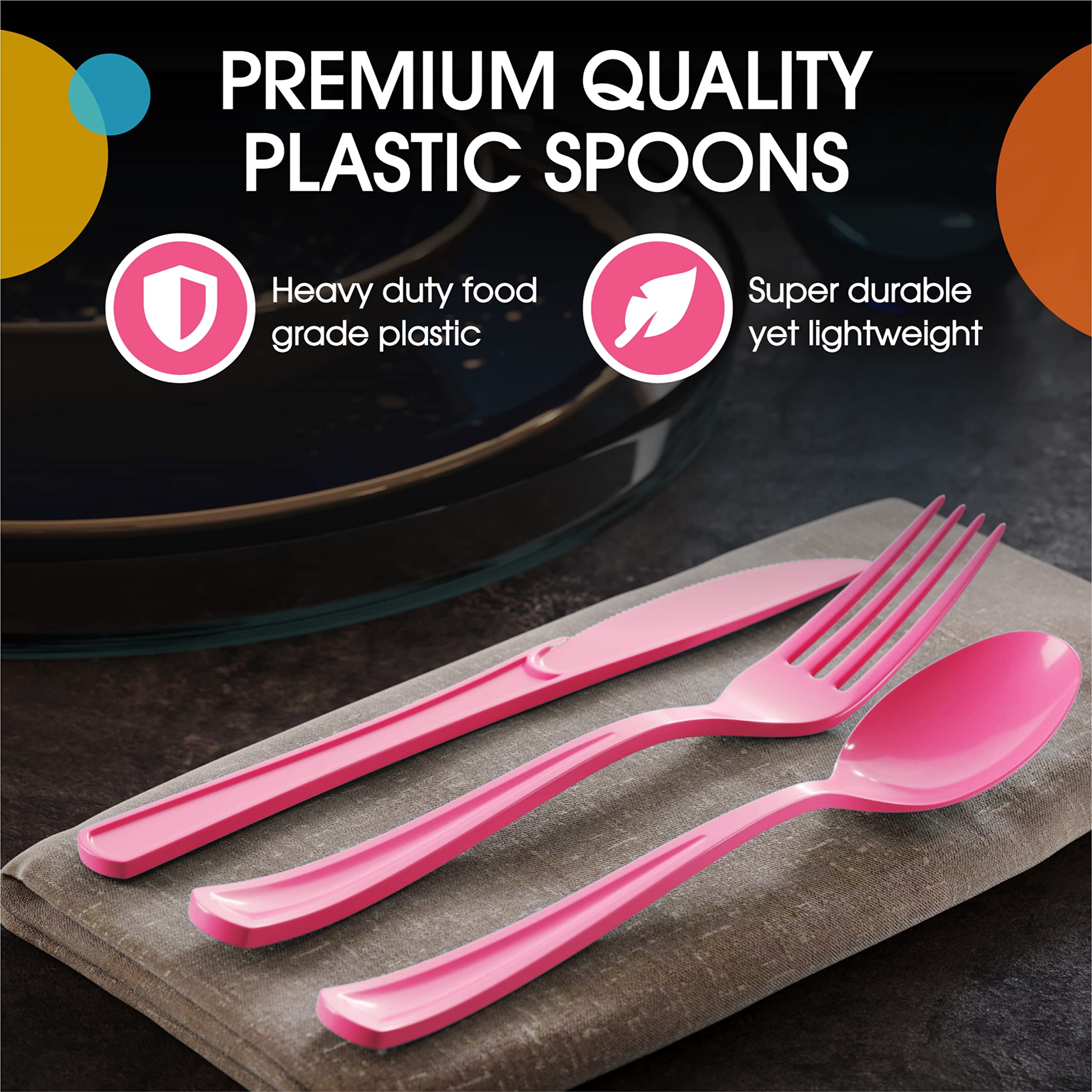 Heavy Duty Cerise Plastic Spoons - 7 in. | Case of 1200