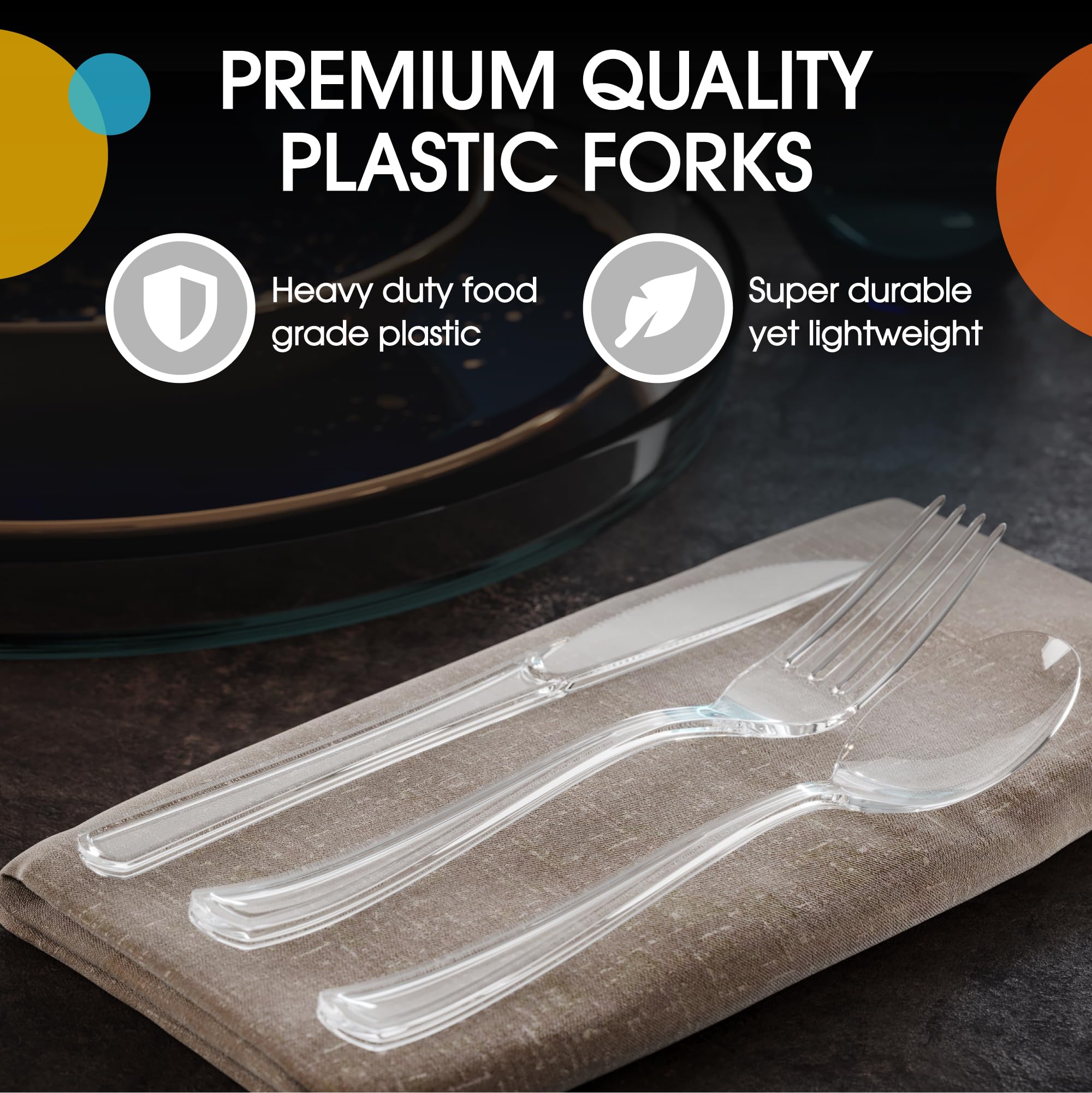Heavy Duty Clear Plastic Forks - 7.5 in. | 100 Count