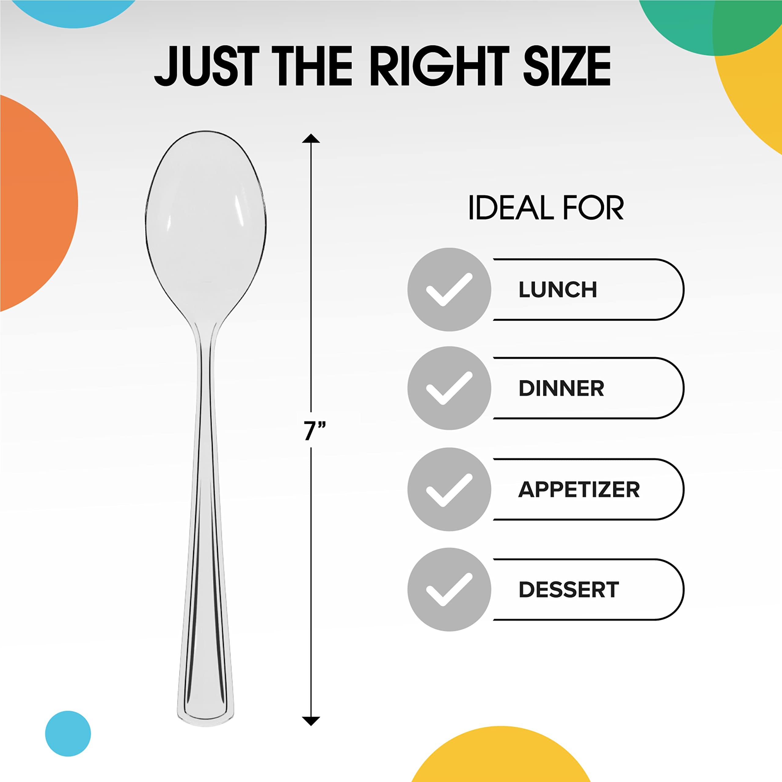 Heavy Duty Clear Plastic Spoons - 7 in. | 100 Count