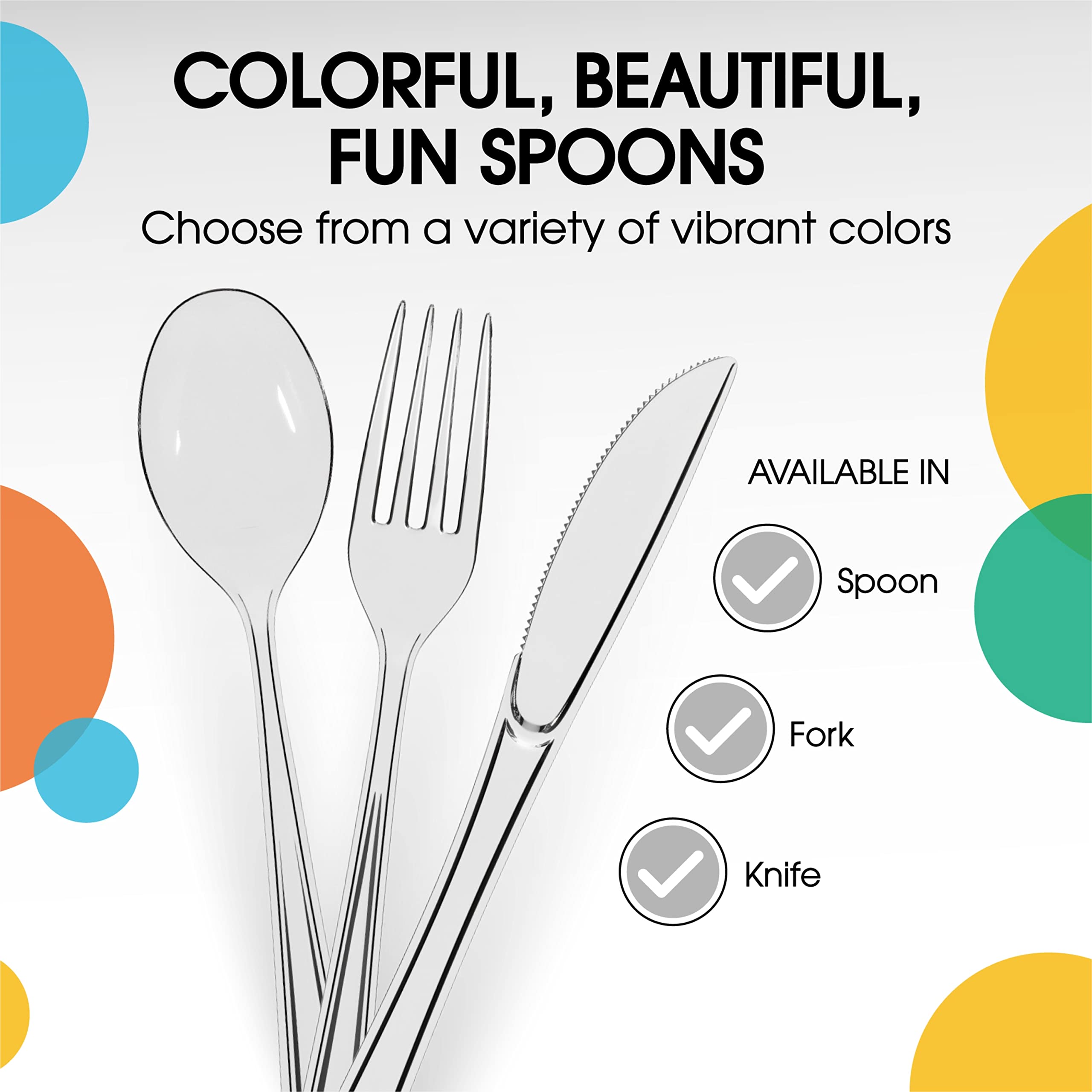 Unleashed - Heavy Duty Clear Plastic Spoons | 50 Count