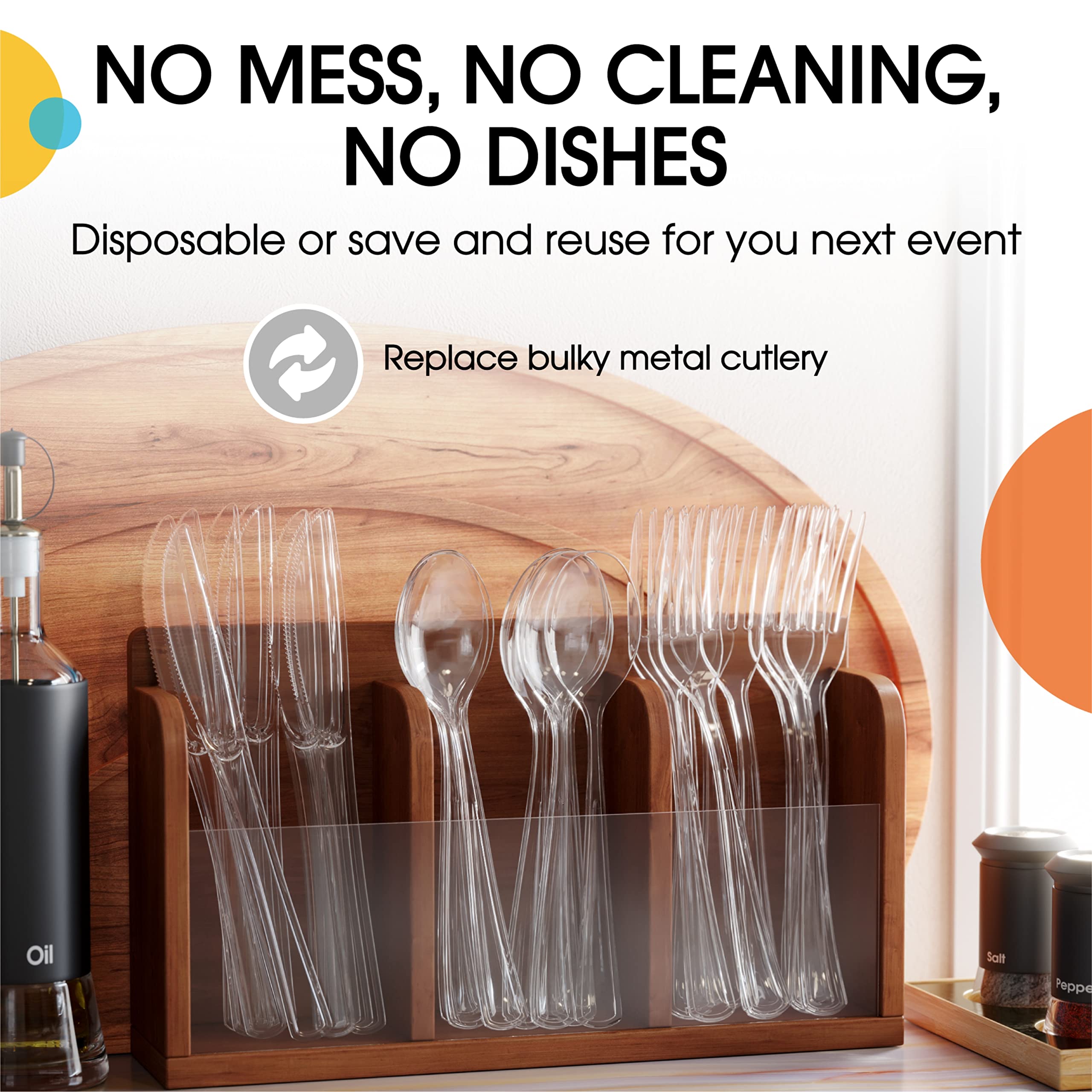 Heavy Duty Clear Plastic Spoons - 7 in. | 100 Count
