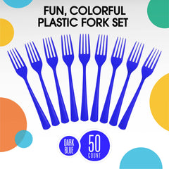 Heavy Duty Dark Blue Plastic Forks - 7.5 in. | 100 Count