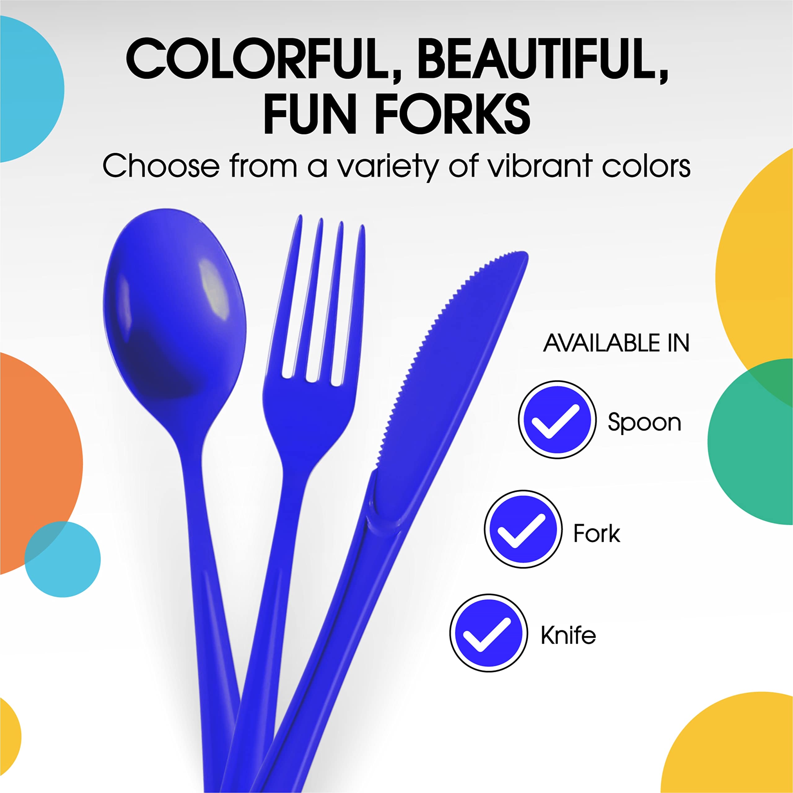 Heavy Duty Dark Blue Plastic Forks - 7.5 in. | 100 Count