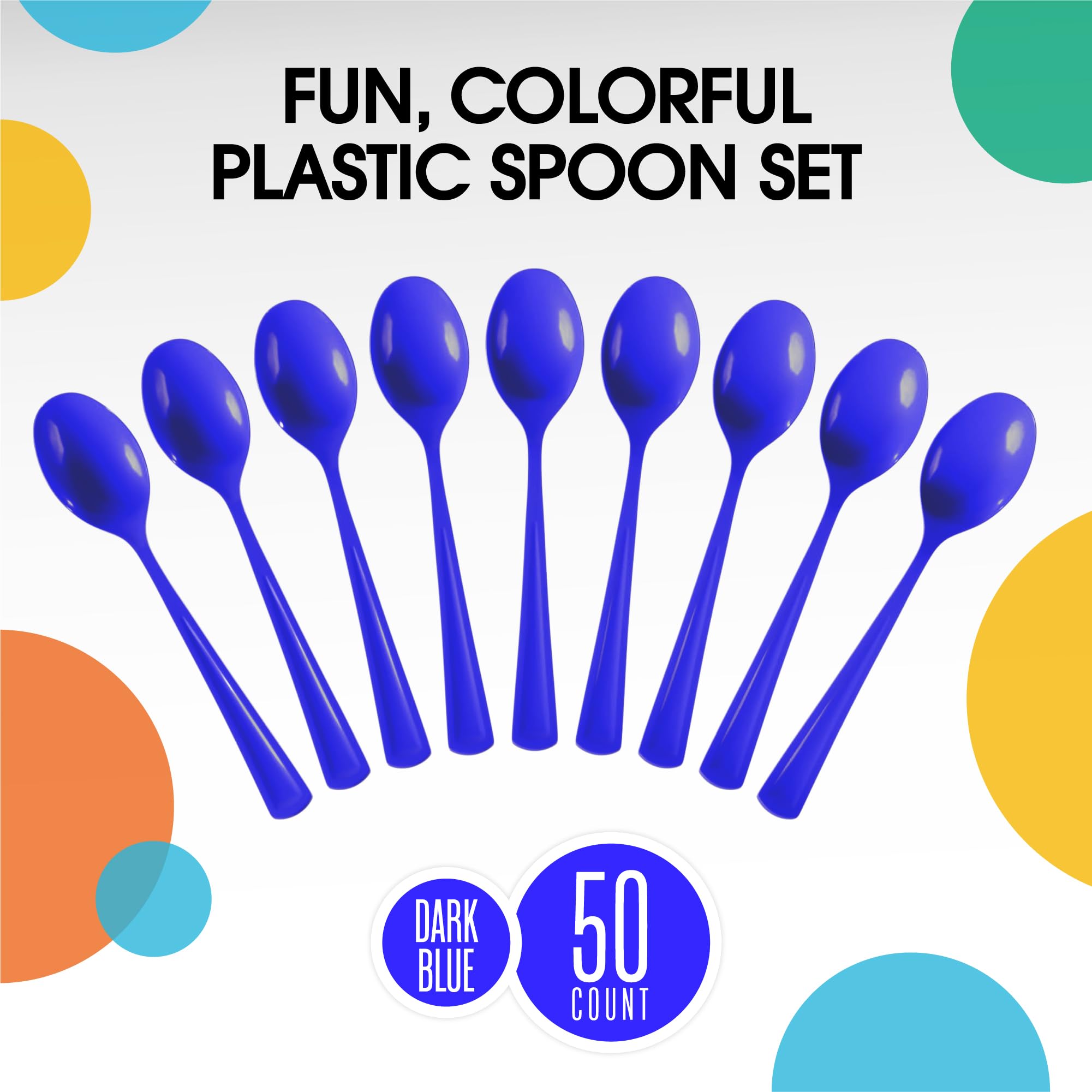 Heavy Duty Dark Blue Plastic Spoons - 7 in. | 100 Count